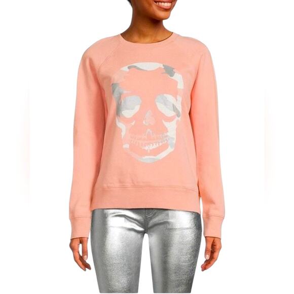 Zadig & Voltaire Camo Skull Sweatshirt Petal Pink Silver White, size L - Picture 1 of 6